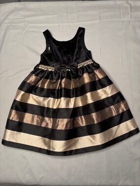 American Princess Black and Gold Striped Girls Party Dress 4T